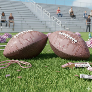 Rose Gold Glitter-Tropf Monogramm Football