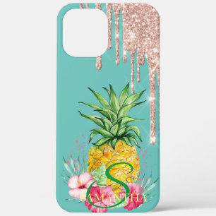 Rose Gold Glitter Tropfen Ananas Hibiskus Case-Mate iPhone Hülle