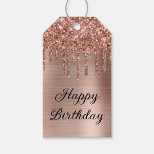 Rose Gold Glitter-Tropfen Folie Alles Gute zum Geb Geschenkanhänger
