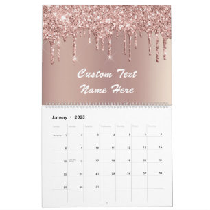 Rose Gold Glitter Tropfen Kalender mit individuell