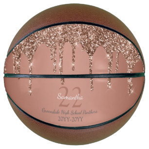 Rose Gold Glitter Tropfen Name Team Nummer Jahr Basketball