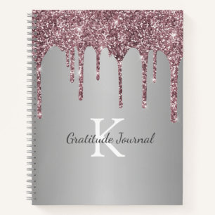 Rose Gold Glitter-Tropfen Silber Dankbarkeitstageb Notizbuch