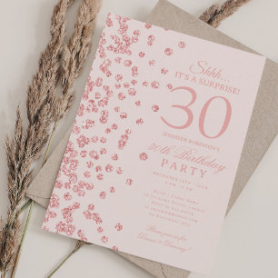 Rose Gold Glitter Überraschung 30. Geburtstag Errö Einladung