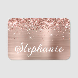 Rose Gold Glitter und Folie zuerst Namensschild