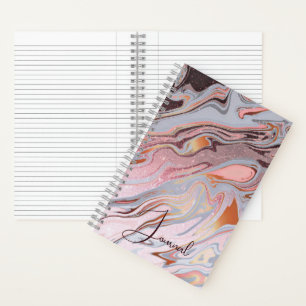Rose-Gold-Glitter- und Marmormuster-Journal Notizbuch