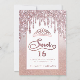 Rose gold glitterige Tropfen ombre tiara Einladung