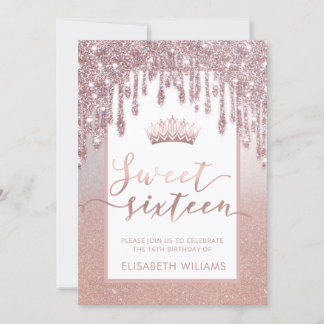 Rose gold glitterige Tropfen ombre tiara Einladung