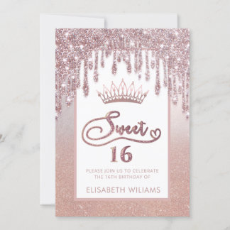 Rose gold glitterige Tropfen ombre tiara Einladung