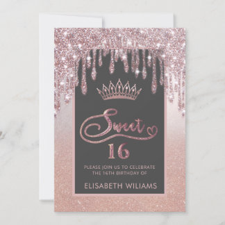 Rose gold glitterige Tropfen ombre tiara Einladung