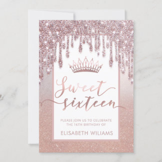 Rose gold glitterige Tropfen ombre tiara Einladung