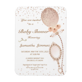 Rose Gold Glittery Balloon Kinderdusche Einladung Magnet