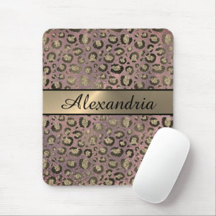 Rose Gold Glittery Leopard Mousepad