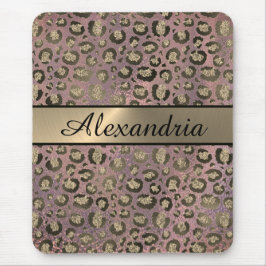 Rose Gold Glittery Leopard Mousepad