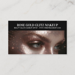 Rose Gold Glitz Makeup Artist Foto Elegante Luxus Visitenkarte