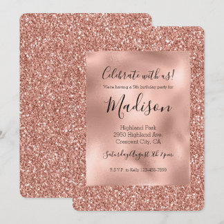 Rose Gold Glitz Stylish Glam Glitzer Einladung