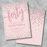 Rose Gold Glitzer 40. Geburtstag Einladung<br><div class="desc">Eine elegante und feierliche Party Einladung aus dem 40. Jahrhundert, die sich perfekt eignet, um diesen besonderen Meilenstein im Stil zu markieren. Das elegante Design bietet eine Mischung aus silbernen Glitzer Konfetti, die eine Touch Spaß und Festlichkeit. Oben wird "Vierzig" in kühlem Kalligraphie vorgestellt, was den Ton für eine unvergessliche...</div>