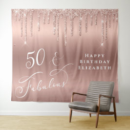 Rose Gold Glitzer 50. Geburtstagsparty Wandteppich