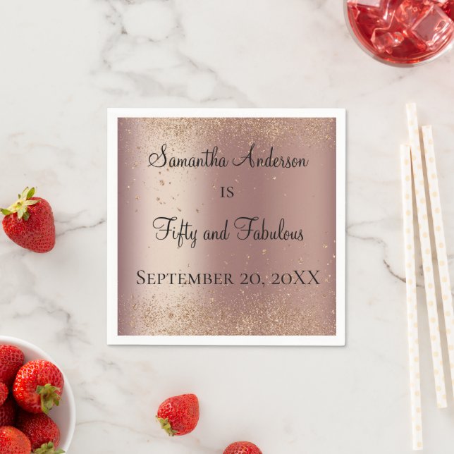 Rose Gold Glitzer 50 und fabelhaft Geburtstag Serviette (Beispiel)