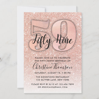 Rose Gold Glitzer 59. Geburtstag Einladung