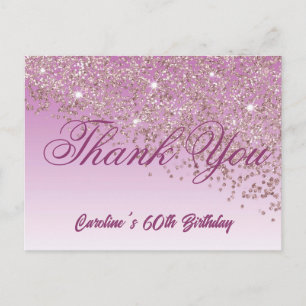 Rose Gold Glitzer, 60. Geburtstag Vielen Dank Postkarte