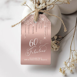 Rose Gold Glitzer 60. Geburtstagsparty Danke Geschenkanhänger