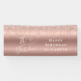 Rose Gold Glitzer 70. Geburtstagsparty Banner
