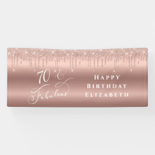 Rose Gold Glitzer 70. Geburtstagsparty Banner