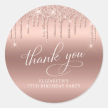 Rose Gold Glitzer 75. Geburtstagsparty Vielen Dank
