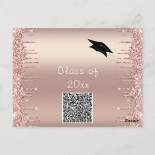 Rose Gold Glitzer Abschluss Einladung Beispiel Postkarte