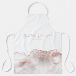 Rose Gold Glitzer Agate White Schürze