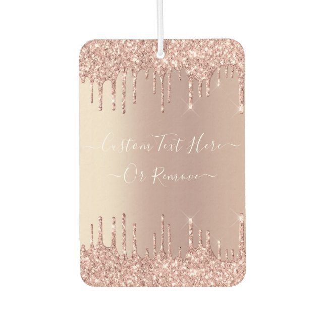 Rose Gold Glitzer Air Freshener mit Ihrem Text Autolufterfrischer (Vorderseite)