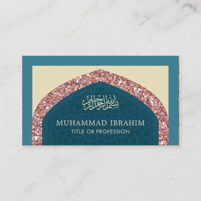 Rose Gold Glitzer Arabian Style Islamische Muslime Visitenkarte (Vorderseite)