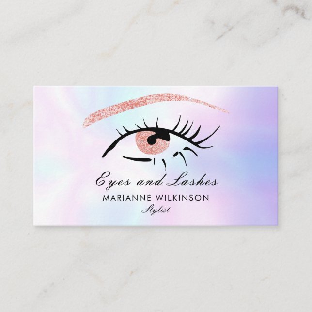 Rose Gold Glitzer Augen und Lashes Visitenkarte (Vorderseite)