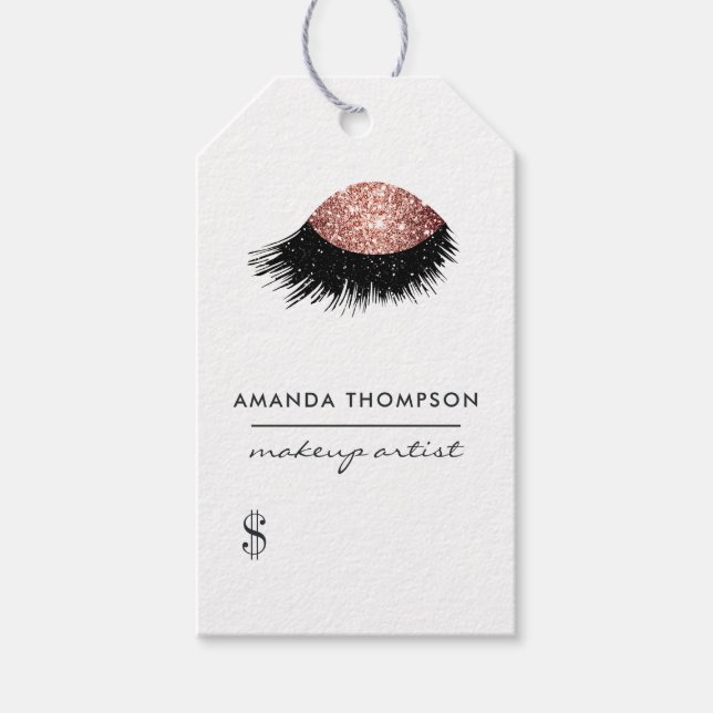 Rose Gold Glitzer Augenpreismarken Geschenkanhänger (Vorderseite)