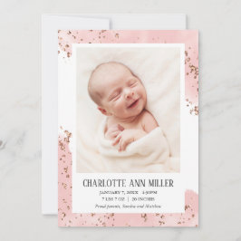 Rose Gold Glitzer Baby Birth Announccard Ankündigung