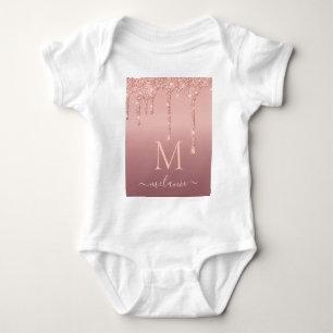 Rose Gold Glitzer Baby Bodysuit Individuelle Name  Baby Strampler