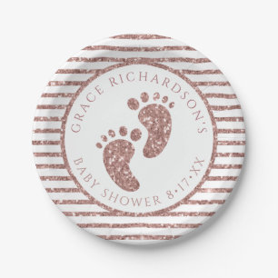 Rose Gold Glitzer Baby Feet Baby Showpersönlich Pappteller