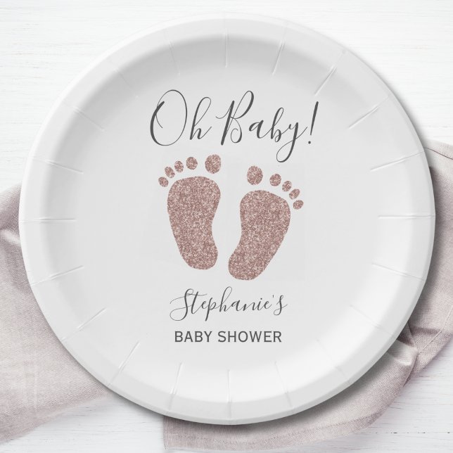 Rose Gold Glitzer Baby Feet Babydusche Pappteller (Von Creator hochgeladen)