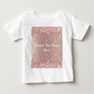 Rose Gold Glitzer Baby T - Shirt mit benutzerdefin
