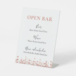 Rose Gold Glitzer Bar Menü Podestzeichen Sockelschild