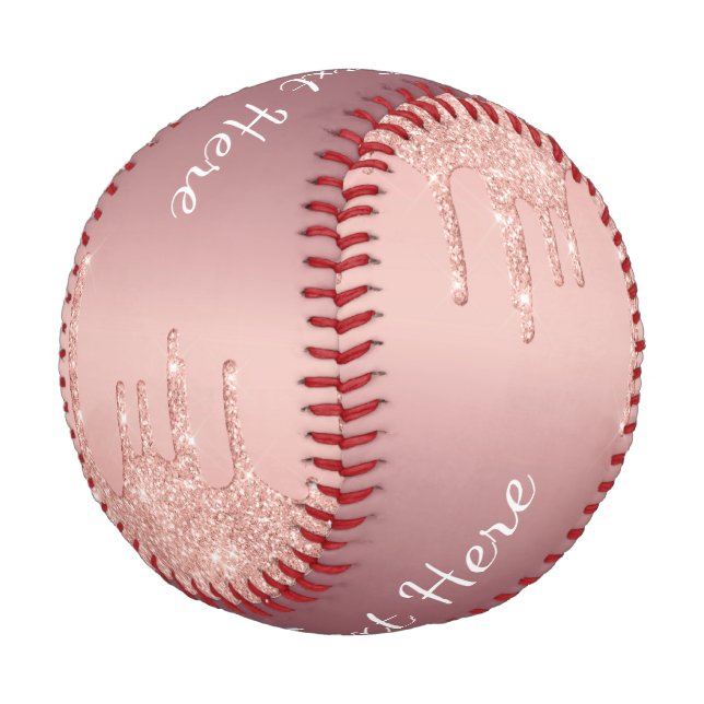 Rose-Gold-Glitzer-Baseball mit benutzerdefiniertem Baseball (Schrägansicht)