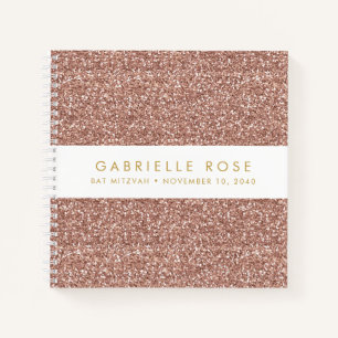 Rose Gold Glitzer Bat Mitzvah Autograph Gästebuch Notizbuch