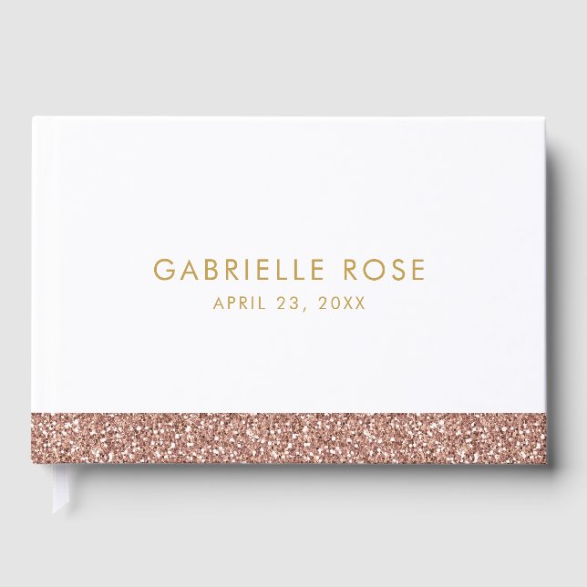 Rose Gold Glitzer Bday Mitzvah Wedding Gästebuch (Vorderseite)