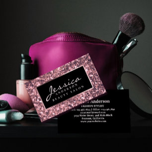 Rose Gold Glitzer Beauty Salon Visitenkarte
