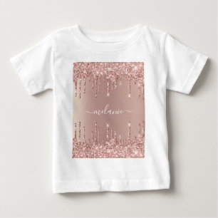 Rose Gold Glitzer Benutzerdefiniert Baby T - Shirt