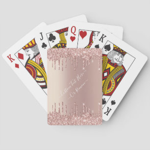 Rose Gold Glitzer Benutzerdefinierte Textausgabeka Spielkarten