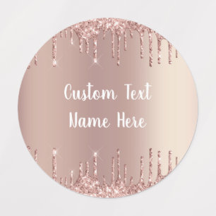 Rose Gold Glitzer Benutzerdefinierte Textnamen-Lab Etiketten