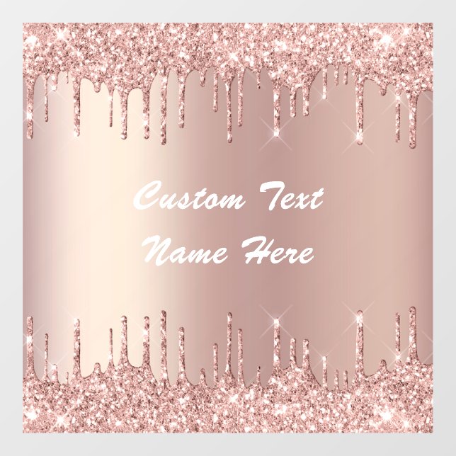 Rose Gold Glitzer Benutzerdefinierte Textnamenskla Fensteraufkleber (Blatt)