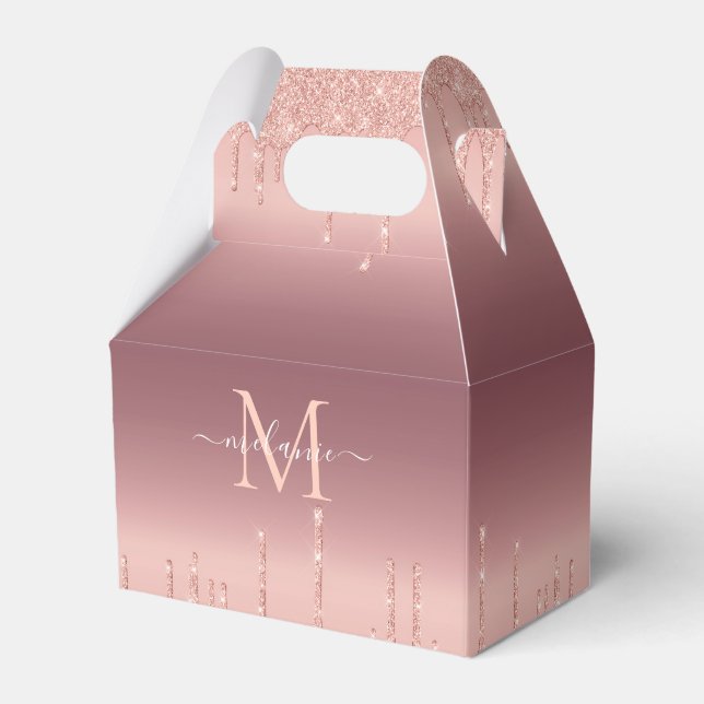 Rose Gold Glitzer Benutzerdefinierter Buchstabenna Geschenkschachtel (Vorderseite)