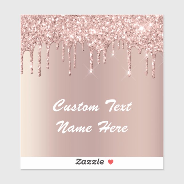 Rose Gold Glitzer Benutzerdefinierter Text Ihr Nam Aufkleber (Blatt)
